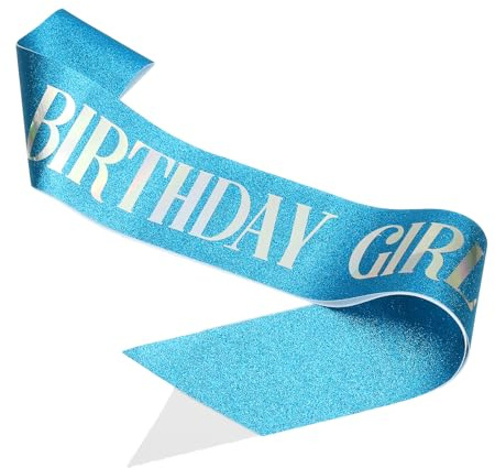 PATIKIL Banda de Cumpleaños para Niñas, Banda para Mujeres Sash Princesa Reina de Satén Decoraciones de Fiesta con Alfiler de Seguridad para Regalos y Favores de Fiesta, Fantasía Azul