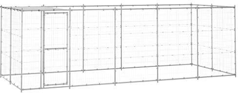 DYRJDJWIDHW hundebox kleine Hunde,knuffelwuff hundebox,Outdoor-Hundezwinger mit Überdachung Verzinkter Stahl 12,1 m²Entworfen für Garten und Terrasse.