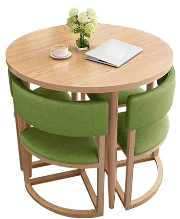 JHDXL Runder Rezeption Tisch und Stuhl Kombination, Verhandlungstisch Mit Stühlen, Besprechungstisch Und Stuhl Set Büro Konferenztische Empfangsraum(Green 1)
