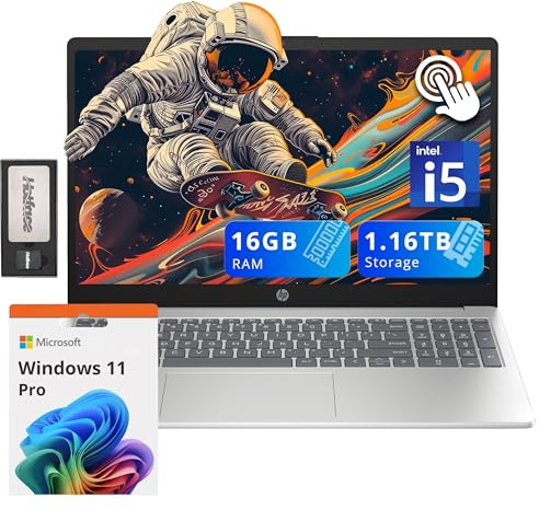 HP Pavilion 15.6 HD Touchscreen Laptop, Intel i5-1235U, 16GB RAM, 1.16TB Storage(1TB SSD + 160GB Docking Station Set), Intel Iris Xe Graphics, Num Pad, 720p Webcam, Wi-Fi 6E, Win 11 Pro, Silver
