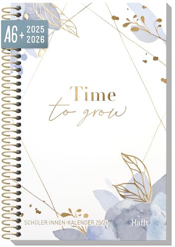 Häfft® College-Timer Mini A6 + 2025/2026 Time to Grow Schülerkalender klein, Schulplaner, Hausaufgabenheft, Schülerplaner - nachhaltig & klimafreundlich