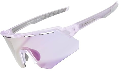 ROCKBROS Fahrradbrille Selbsttönend für Herren Damen UV400 Schutz TR90 Rahmen Photochromatische Sportbrille Outdoor-Sport Rennrad Winddichte Brille
