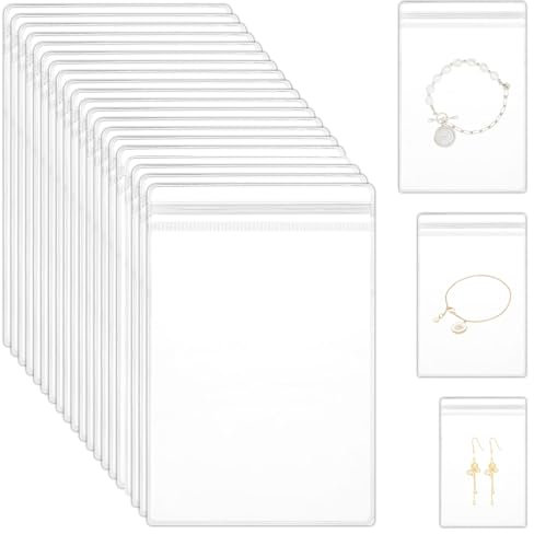 ODDerZZii 40 sacchetti per gioielli, trasparenti, PVC, con cerniera, impermeabili, trasparenti, chiusura lampo, 7*10cm