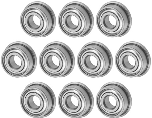 M METERXITY 10-Pack MF104ZZ Flanged Ball Bearing, 4mm x 10mm x 4mm Double Metal Shielded Z1 Chrome (GCr15) Steel Flange Rip Bearings for Wheelbarrow/Printer/Fax Machines/Power Tools