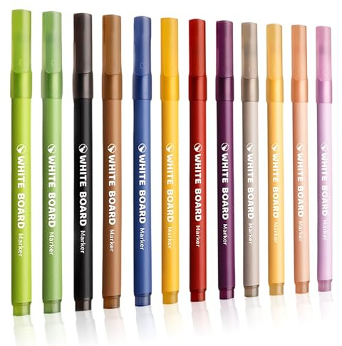 LandReCol 12 Glasstift Set, Glasmarkierer Für Trinkgläser Und Glas Markierung, Glasmalstifte Spülmaschinenfest Und Wasserlöslich, Ideal Für Partys, Feste Und Geschenke, 12 Farben glasstifte