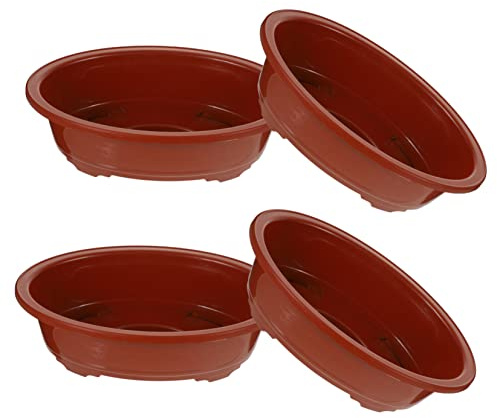 Gatuida 4 Piezas Macetas de Ovaladas para Bonsái y Suculentas con Orificios de Drenaje Resistentes para Interior Jardín y Decoración Casa u Oficina