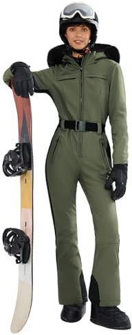 Yousify Womens Ski Suit One Piece Snowsuit Onesie Waterproof Windproof Ski Jacket Snowboard Sports Slim Jumpsuits Outerwear