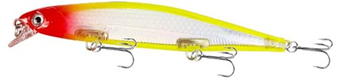 1 Stück schwimmender Wobbler Elritze Laser Angelköder 11 cm 13 g Crankbait künstlicher Hartköder Kunststoff Fisch Angelausrüstung Köder & Zubehör (Gelbweiß)