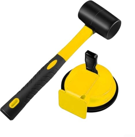 Strumenti di fissaggio a pavimento, set di attrezzi per la riparazione di fughe in pavimenti laminati con ventosa in alluminio e martello in gomma, utensili per pavimenti in laminato/vinile (D)