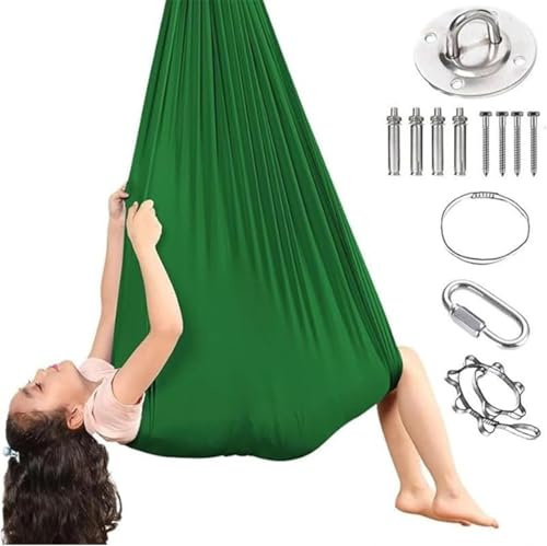 Sensorik Schaukel Für Innen | Verstellbar Flanell Leuchtend - Hängematte Sinnes Sitz | Für Er Spiel Beruhigung Entspannung(Light green,280x100CM/110x39in)