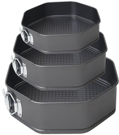 Molde es - octogonal antiadherente de acero al carbono de 11,02 pulgadas | Utensilios de Repostería, Juego de 3 Moldes para Hornear para Tarta de Queso, Mousse, Yogurt y Cumpleaños