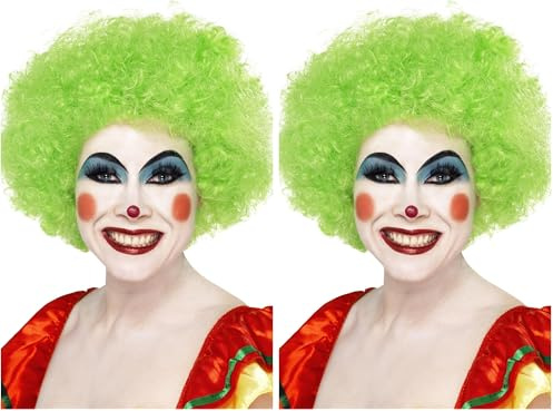 Smiffys Verrückter Clown Perücke, Grün, 120g Halloween und Karneval (Packung mit 2)