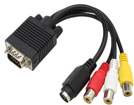 JSGHGDF Cavo adattatore VGA a AV supporta uscita chiara per uso professionale e domestico, connessione multipla di dispositivi VGA a S video per proiettori