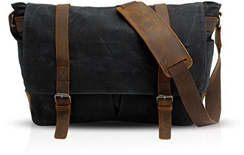 FANDARE Retro Umhängetasche Messenger Bag Canvas Schultertasche für 14 Zoll Laptop Briefcase Schultertaschen Herren Damen Sporttasche Arbeit Schule Schulranzen