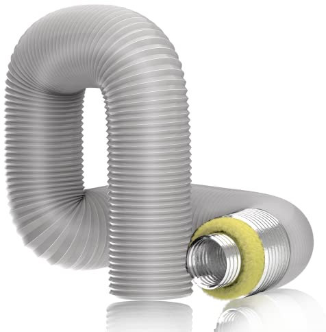 Hon&Guan Tuyau d'évacuation d'air en PVC Aluminium - Isolant Thermique et Acoustique 100 mm Conduit Tube de Ventilation Flexible - pour Climatisation, Aérateur, Sèche-linge, Hotte (ø100mm*2.5m)