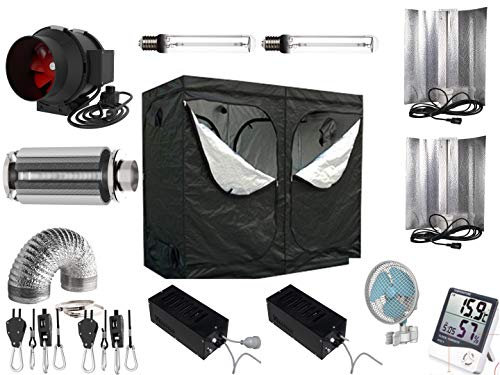 Nito GmbH Growbox 200x100x200 cm AKF 850m³/h Natriumdampflampe VSG NDL (2 x 400 W) Schwarz
