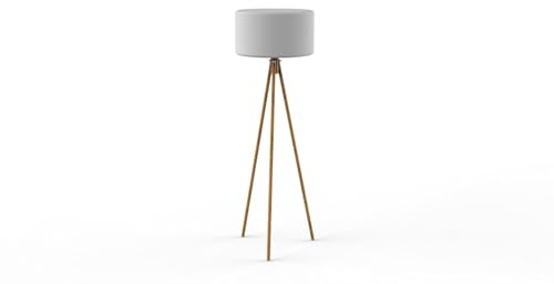 CHLOE-Lámpara de pie para exteriores trípode LED RGB Solar Inalámbrico Madera/Polietileno H140cm Blanco New Garden