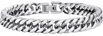 PROSTEEL Herrarmband, rostfritt stål, 18 k guldpläterad, svart pansarkedja, armband för män, pojkar, tunga länkar, länk, kedjearmband, 19/21/23 cm, armband, hip hop, rappare, modesmycke, 8/12/16,5/17 mm, anpassbar, 19 centimeters, Rostfritt stål