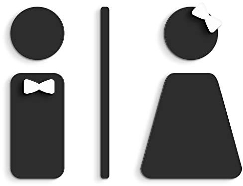 Signs - Geprägte WC-Türschilder toilette SA119, selbstklebend - Moderne Damen Herren Toilettenschilder für Badezimmer (2 Symbole Ihrer Wahl, Schwarz)