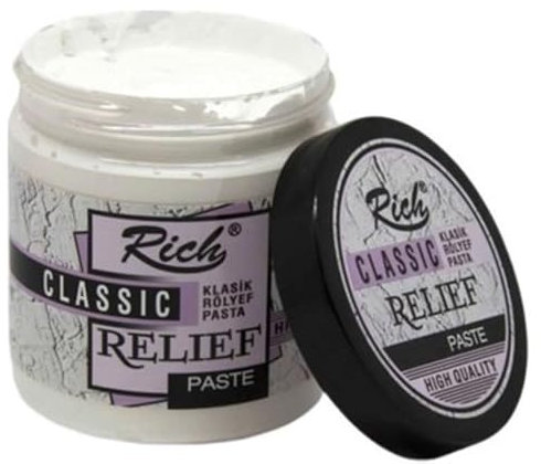 Rich Reliefpaste 1x250 cc (350 gr), Classic, Strukturpaste, Modellierpaste für Kunstprojekte, Acrylfarbe, DIY, Ideal für Malerei und Bastelarbeiten, Hochwertige Paste für kreative Anwendungen