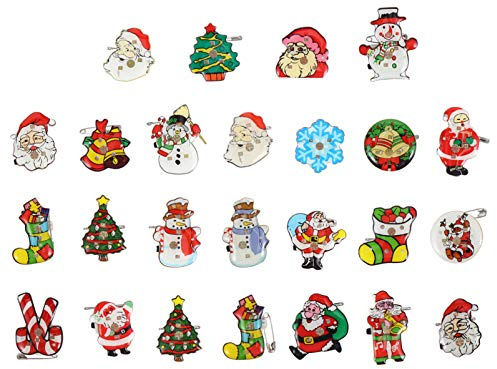 TOYANDONA Weihnachten Brosche Pins LED Licht Weihnachtsmann Schneemann Abzeichen Blinkend Brustnadel für Kinder Geschenk Party Gefälligkeiten 25 Stück (Zufällige Stil)
