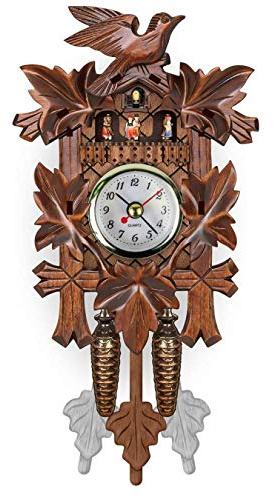 RONGJJ Orologio A cucù in Legno, Orologio al Quarzo, Chalet Tradizionale Orologio da Casa Tipo Foresta Nera in Legno Fatto A Mano Pendolo da Parete Applicazione Multi Scenario, O