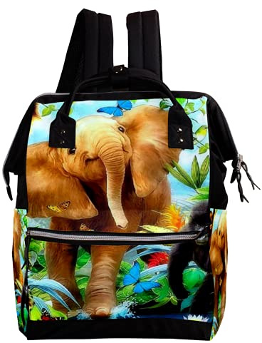 EZIOLY Wickeltasche mit Waldtieren, Pfau, Gepardenmuster, Wickeltasche, Mumienrucksack, große Kapazität, Babytasche, multifunktional, Reiserucksack, Wickeltasche, Stilltasche für Babypflege, Malerei