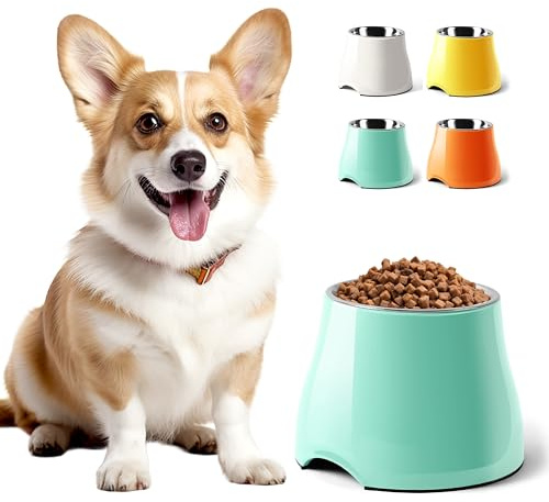 yoken Elevated Dog Bowls,[Prevention of Vertebrae Disease][Super Non-Slip]Dog Bowl with Stainless Steel Bowl,High Capacity Dog Food Bowls,Colorful Raised Dog Bowls for Medium/Small Size Dogs
