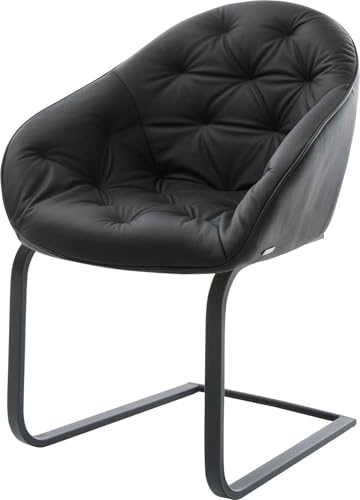 DELIFE Schwingstuhl Gaio-Flex Freischwinger flach Schwarz Echt-Leder Schwarz