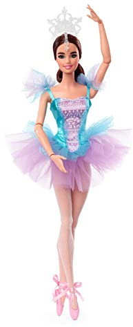 Barbie Ballerina Puppe, Signature Doll aus der Serie Ballet Wishes, bewegliche Barbiepuppe mit Tutu, Ballettschuhen, Krone, inklusive Barbiepuppe, Geschenk für Kinder, Spielzeug ab 3 Jahre
