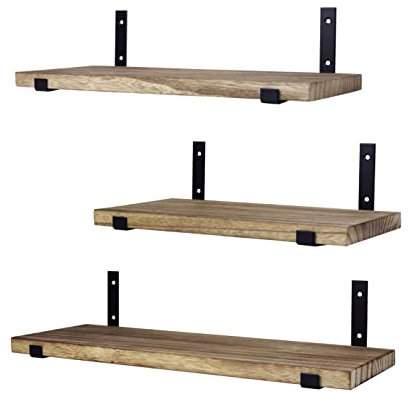 WONOSS Wandregal schwebend | Schweberegal aus Holz mit Regal-Halterung | 3er-Set Regale für Wände für Küche, Badezimmer, Wohnzimmer, Schlafzimmer, Büro usw.