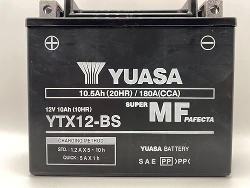 Yuasa Batterie YTX12-BS | Batterie de rechange moto pour Kawasaki ER-6n 650 2012