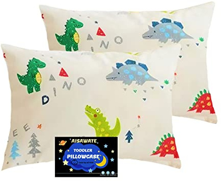 Kissenbezug für Babys, Kleinkinder, 2 Stück, für Kinderbetten, 40 x 60 cm, 100 % Baumwolle, weicher Kissenbezug für Jungen, Mädchen, Kinder-Bettwäsche, Hotelverschluss, maschinenwaschbar, Reisekissen