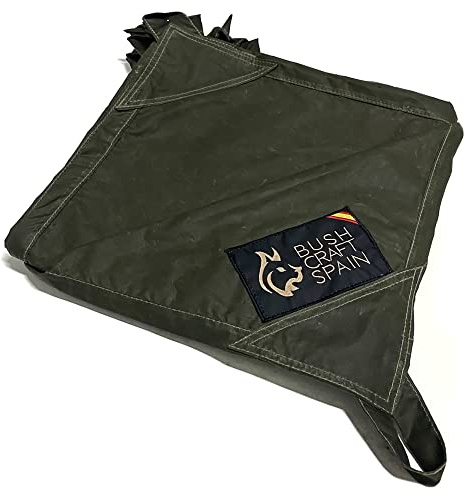 BushcraftSpain-Tarp Oilskin Lona Algodón Encerado para Bushcraft y Camping (2.5x2.5m)- VERDE- Lona Impermeable Camping -Hecho en España