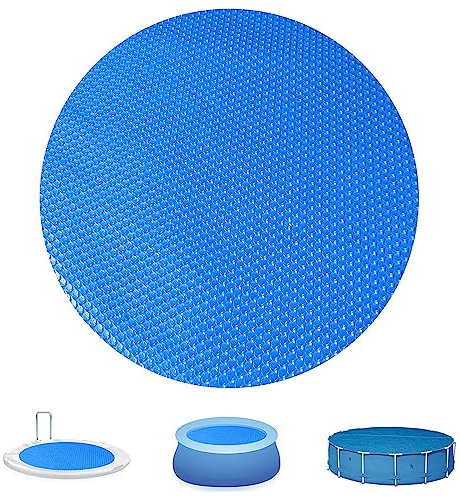 Solar Pool Covers Blankets, Round Solar Pool Cover for above Ground and In Ground Pool Round Swimming Pools, Solar Pool Hot Tub Floating Thermal Blanket Dustproof Cover (10 Ft)