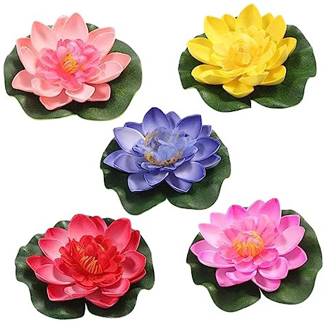 Yardwe 5 Stück Künstliche Lotusblumen Simulierte Lotusblüten Dekorative Requisiten Für Pool Künstlicher Lotus Gefälschte Lotusblumen Schwimmblumen Deko Lotus-Dekoration Landschaft Wassert