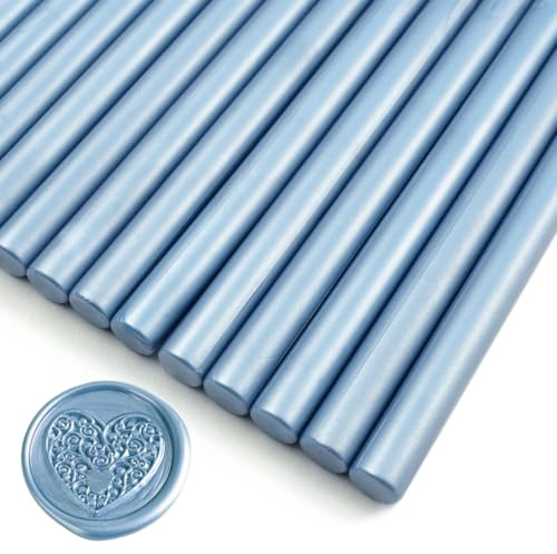 Zifospy 26-teilige 7mm Mini Siegelwachs Sticks für Klebepistolen – Elegante Versiegelung für Hochzeitseinladungen, Grußkarten, Weinflaschen & DIY-Bastelprojekte(Graublau）