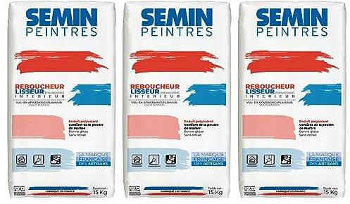 Enduit de Rebouchage et Lissage Semin (Françoise), Intérieur, en Poudre, sac 15 kg, lot de 3