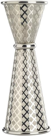 Barfly 1 x 2 oz. Diamond Lattice Etch Japanese Style Jigger, Stainless Steel
