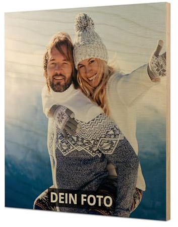 PhotoFancy® – Personalisiertes Holz Wandbild mit eigenem Foto selbst gestalten - Foto auf Holz drucken lassen - Hochformat - Birken-Schichtholz 15mm - DIN A0 bis DIN A6