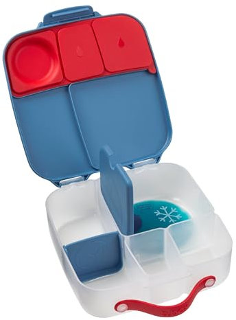 b.box Lunchbox | Jumbo Bento Box with 4 Compartments (2 Leakproof), Removable Divider, Gel Cold Pack | Ideal for School | from 3+ | 2L Capacity