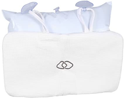 LALAFINA Aufblasbares Wannenkissen Badewannenkissen Nacken- Und Ruhekissen Cups Mesh Comfort Weiß Set
