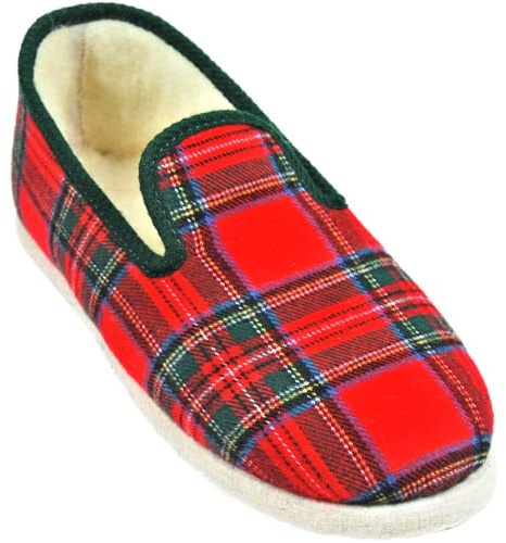 Charentaises traditionnelles BALMORE rouge pour homme, semelles de feutre antigliss et intérieur laine de mouton. (rouge, Système Taille Chaussures EU, Adulte, Homme, Numérique, Large, 38)