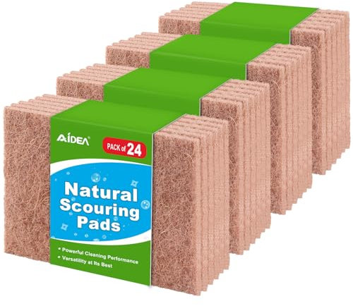 AIDEA Reusable Non-Scratch Scouring Pads, 24 Pack - Multipurpose Kitchen Scrubber Pads, 14 x 9 cm