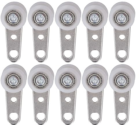 10 Piezas Conjunto de Carro de Rodamiento, Ø 19 mm Polea de Polea Colgante de Nailon, 44 mm Longitud Polea de Puerta Corredera Rodillo Riel Deslizante Rueda de Carro de Viga para Gabinete Ventana