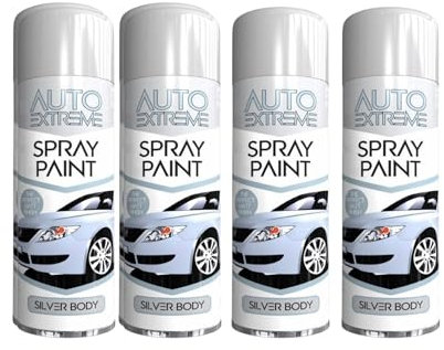 YSAMAX All Purpose Auto-Extreme Spray Paint, Boast a Stunning Appearance, Long-Lasting Durability, Effortless Excellence, Silver Body Gloss, 250 ML (4PCS)
