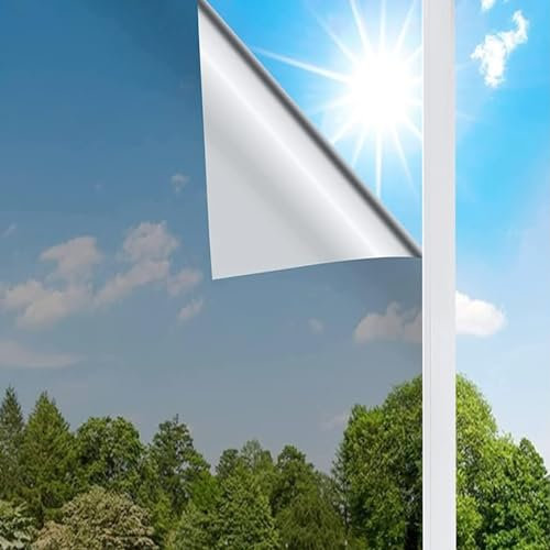 Spiegelfolie Wärmeisolierung Sonnenschutzfolie Fensterfolie 99% UV-Schutz Fenster Innen Selbstklebend Für Büro Und Haus Sliber Fenster Sonnenschutzfolie Innen Für Wärmeisolierung (Color : Silver, SI