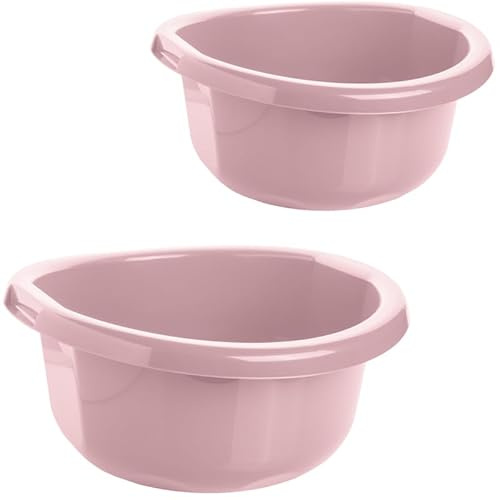 SUSTANIA Spülschüssel Schüssel 2er Set - 8l Runde Waschschüsseln Rosa aus Stabilem, Lebensmittelechtem Kunststoff, Vielseitige Ruhrschüsseln, Spülwanne, Hochwertig Hergestellt in EU