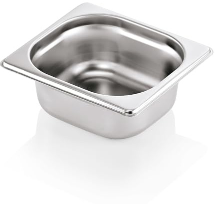 Morleos GN 1/6 65 mm - 1 L Gastronormbehälter aus rostfreiem Edelstahl 176 x 162 mm | stapelbar & rostfreier GN Behälter | Gastronomie-, Event- & Catering Zubehör aus robusten 0,7 mm Stahl