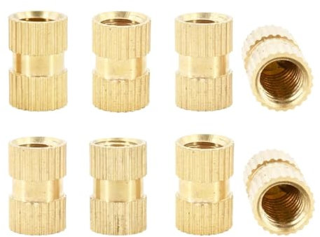 Einpressmuttern Messing-Wärmegewinde-Einsatzmutter, Heißschmelz-Rändel-Einspritz-Einbettungsmutter aus Laptop-Kunststoff, 3D-Druck, M2, M2,5, M3, M4, M5, M6, M8(Length 20mm,M4(OD6MM)30PCS)